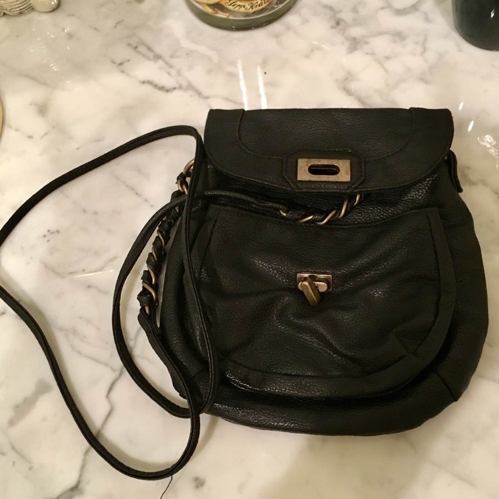 Black faux leather Roxy bag